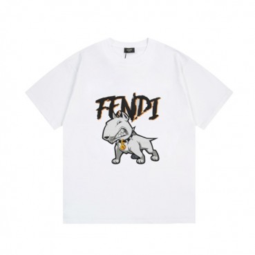 펜디 남성 화이트 크루넥 반팔티 - Fendi Mens White Short sleeved T