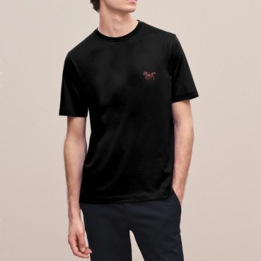 에르메스 남성 블랙 크루넥 반팔티 - Hermes Mens Black Short sleeved T