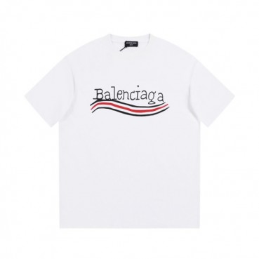 발렌시아가 남성 크루넥 화이트 반팔티 - Balenciaga Mens White Short sleeved T