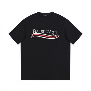 발렌시아가 남성 크루넥 블랙 반팔티 - Balenciaga Mens Black Short sleeved T