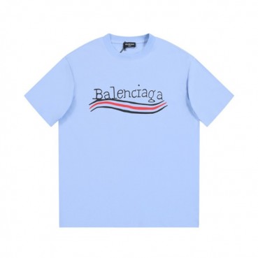 발렌시아가 남성 크루넥 블루 반팔티 - Balenciaga Mens Blue Short sleeved T