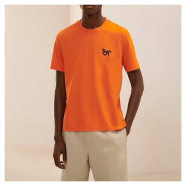에르메스 남성 오렌지 크루넥 반팔티 - Hermes Mens Orange Short sleeved T