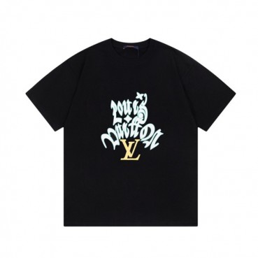 루이비통 남성 블랙 크루넥 반팔티 - Louis vuitton Mens Black Short sleeved T