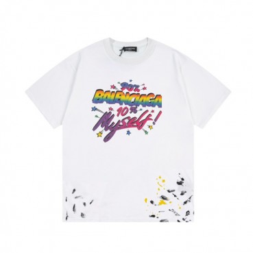발렌시아가 남성 크루넥 화이트 반팔티 - Balenciaga Mens White Short sleeved T
