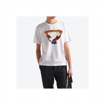 프라다 남성 크루넥 화이트 반팔티 - Prada Mens White Tshirts 