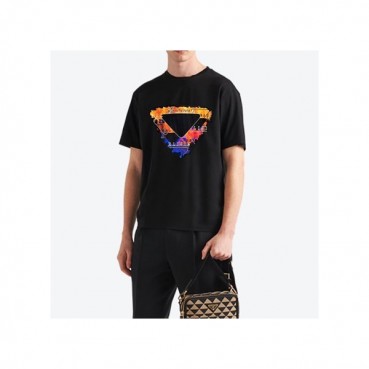 프라다 남성 크루넥 블랙 반팔티 - Prada Mens Black Tshirts 