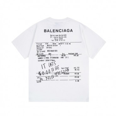 발렌시아가 남성 크루넥 화이트 반팔티 - Balenciaga Mens White Short sleeved T