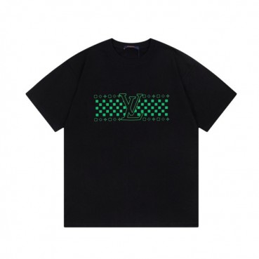 루이비통 남성 블랙 크루넥 반팔티 - Louis vuitton Mens Black Short sleeved T