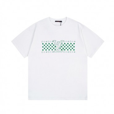 루이비통 남성 화이트 크루넥 반팔티 - Louis vuitton Mens White Short sleeved T