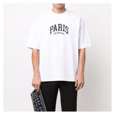 발렌시아가 남성 크루넥 화이트 반팔티 - Balenciaga Mens White Short sleeved T