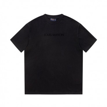 루이비통 남성 블랙 크루넥 반팔티 - Louis vuitton Mens Black Short sleeved T
