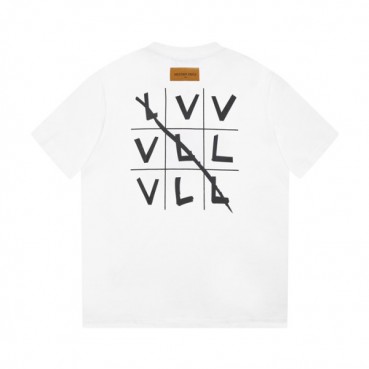 루이비통 남성 화이트 크루넥 반팔티 - Louis vuitton Mens White Short sleeved T