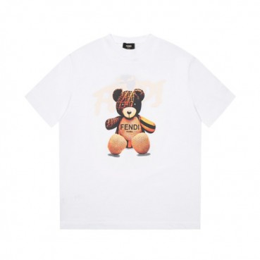 펜디 남성 화이트 크루넥 반팔티 - Fendi Mens White Short sleeved T