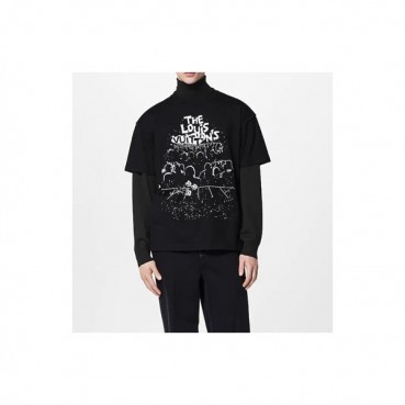 루이비통 남성 블랙 크루넥 반팔티 - Louis vuitton Mens Black Short sleeved T