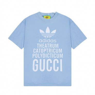 구찌 남/녀 블루 크루넥 반팔티 - Gucci Unisex Blue Short sleeved T
