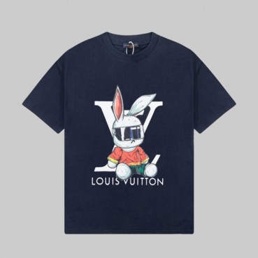 루이비통 남성 네이비 크루넥 반팔티 - Louis vuitton Mens Navy Short sleeved T
