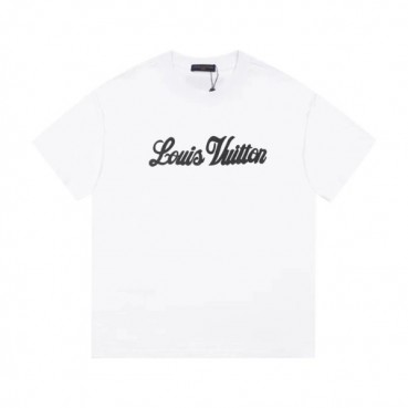 루이비통 남성 화이트 크루넥 반팔티 - Louis vuitton Mens White Short sleeved T