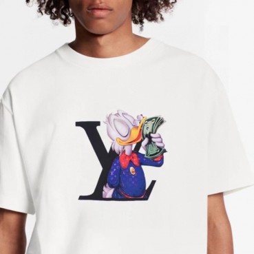 루이비통 남성 화이트 크루넥 반팔티 - Louis vuitton Mens White Short sleeved T