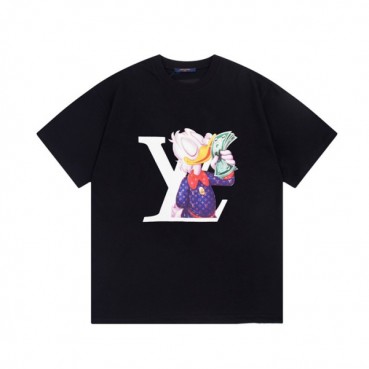 루이비통 남성 블랙 크루넥 반팔티 - Louis vuitton Mens Black Short sleeved T