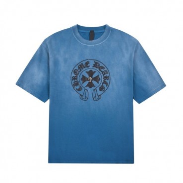 크롬하츠 남성 블루 크루넥 반팔티 - Chrom Hearts Mens Blue Short sleeved T