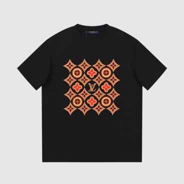 루이비통 남성 블랙 크루넥 반팔티 - Louis vuitton Mens Black Tshirts 