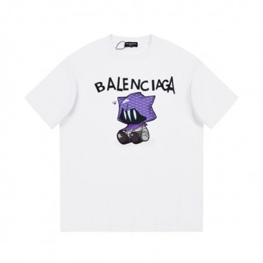 발렌시아가 남성 크루넥 화이트 반팔티 - Balenciaga Mens White Short sleeved T