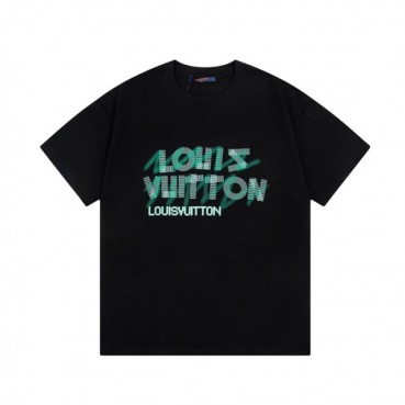 루이비통 남성 블랙 크루넥 반팔티 - Louis vuitton Mens Black Tshirts 