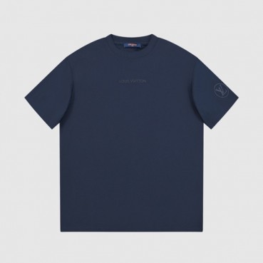 루이비통 남성 네이비 크루넥 반팔티 - Louis vuitton Mens Navy Tshirts 
