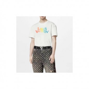루이비통 남성 화이트 크루넥 반팔티 - Louis vuitton Mens White Tshirts 