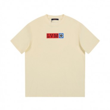 루이비통 남성 아이보리 크루넥 반팔티 - Louis vuitton Mens Ivory Tshirts 