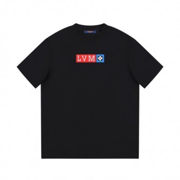 루이비통 남성 블랙 크루넥 반팔티 - Louis vuitton Mens Black Tshirts 