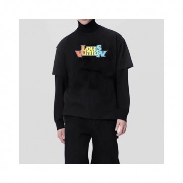 루이비통 남성 블랙 크루넥 반팔티 - Louis vuitton Mens Black Tshirts 