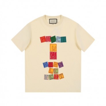 구찌 남/녀 아이보리 크루넥 반팔티 - Gucci Unisex Ivory Tshirts 