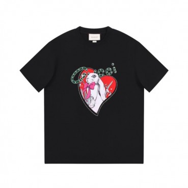 구찌 남/녀 블랙 크루넥 반팔티 - Gucci Unisex Black Tshirts 