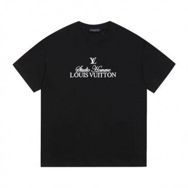 루이비통 남성 블랙 크루넥 반팔티 - Louis vuitton Mens Black Tshirts 