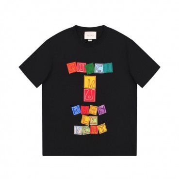 구찌 남/녀 블랙 크루넥 반팔티 - Gucci Unisex Black Tshirts 