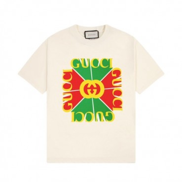 구찌 남/녀 아이보리 크루넥 반팔티 - Gucci Unisex Ivory Tshirts 