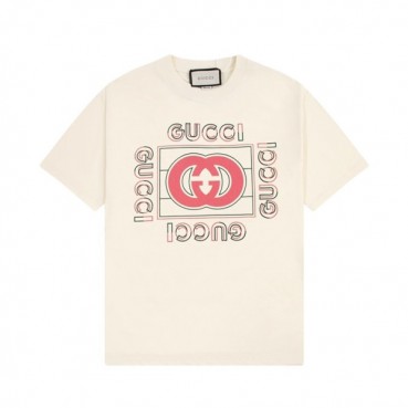 구찌 남/녀 아이보리 크루넥 반팔티 - Gucci Unisex Ivory Tshirts 
