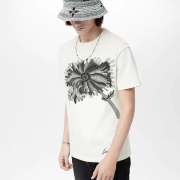 루이비통 남성 화이트 크루넥 반팔티 - Louis vuitton Mens White Tshirts 