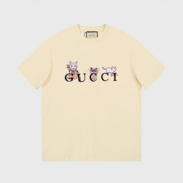구찌 남/녀 아이보리 크루넥 반팔티 - Gucci Unisex Ivory Tshirts 