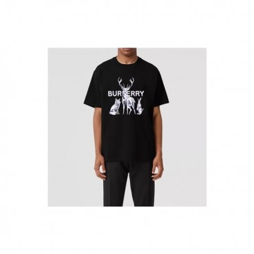 버버리 남성 블랙 크루넥 반팔티 - Burberry Mens Black Tshirts 