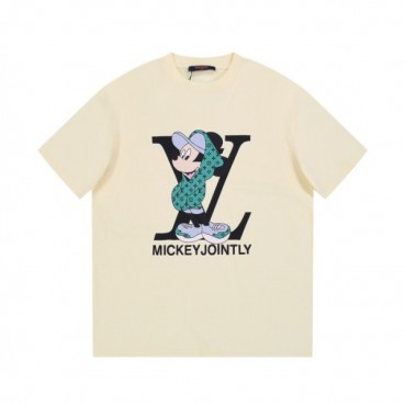 루이비통 남성 아이보리 크루넥 반팔티 - Louis vuitton Mens Ivory Tshirts 