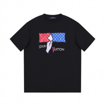 루이비통 남성 블랙 크루넥 반팔티 - Louis vuitton Mens Black Tshirts 