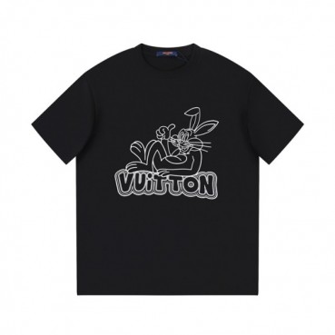 루이비통 남성 블랙 크루넥 반팔티 - Louis vuitton Mens Black Tshirts 