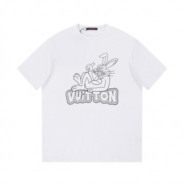 루이비통 남성 화이트 크루넥 반팔티 - Louis vuitton Mens White Tshirts 
