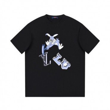 루이비통 남성 블랙 크루넥 반팔티 - Louis vuitton Mens Black Tshirts 