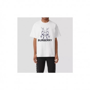 버버리 남성 화이트 크루넥 반팔티 - Burberry Mens White Tshirts 