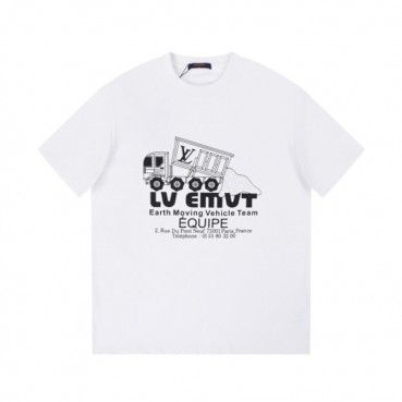 루이비통 남성 화이트 크루넥 반팔티 - Louis vuitton Mens White Tshirts 