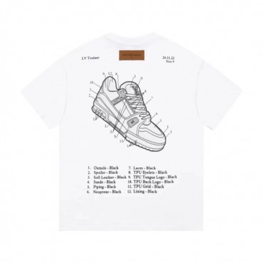 루이비통 남성 화이트 크루넥 반팔티 - Louis vuitton Mens White Tshirts 