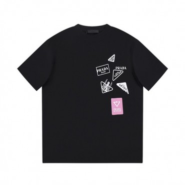 프라다 남성 크루넥 블랙 반팔티 - Prada Mens Black Tshirts 